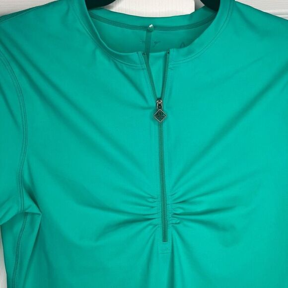 Prana Short Sleeved 1/4 Zip Teal Rashguard Top Women’s Small - Picture 3 of 8